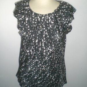 RACHEL ROY SILK short sleeve TOP black white M